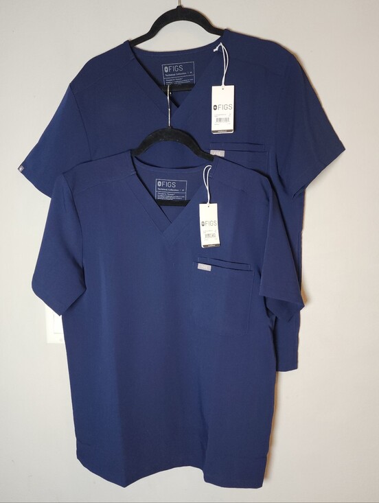 Figs Other - NWT Figs Leon Two-Pocket Scrub Top LOT OF 2 Men's Size Medium Navy Blue